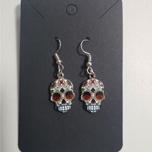 Handmade Halloween Day of the Dead Dia De Muertos candy skull earrings